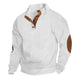 Textured knit sweater with funnel neck and elbow patches