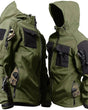 Men's hooded utility jacket with multiple cargo pockets and front zip