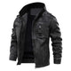 Men's black jacket with stand collar, zip front and detailed pockets