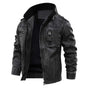 Men's black jacket with stand collar, zip front and detailed pockets