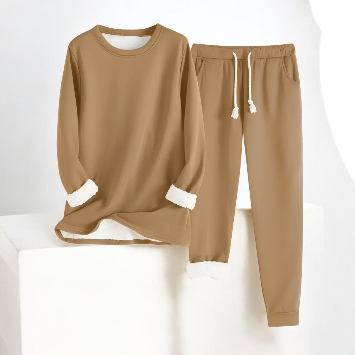 Unisex lounge set with crew neck sweatshirt and drawstring jogger trousers