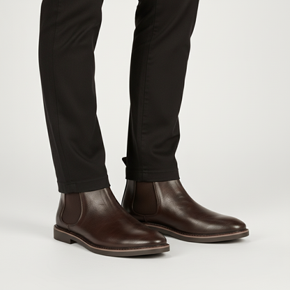 Men's Chelsea boots with rounded toe and elastic side panels