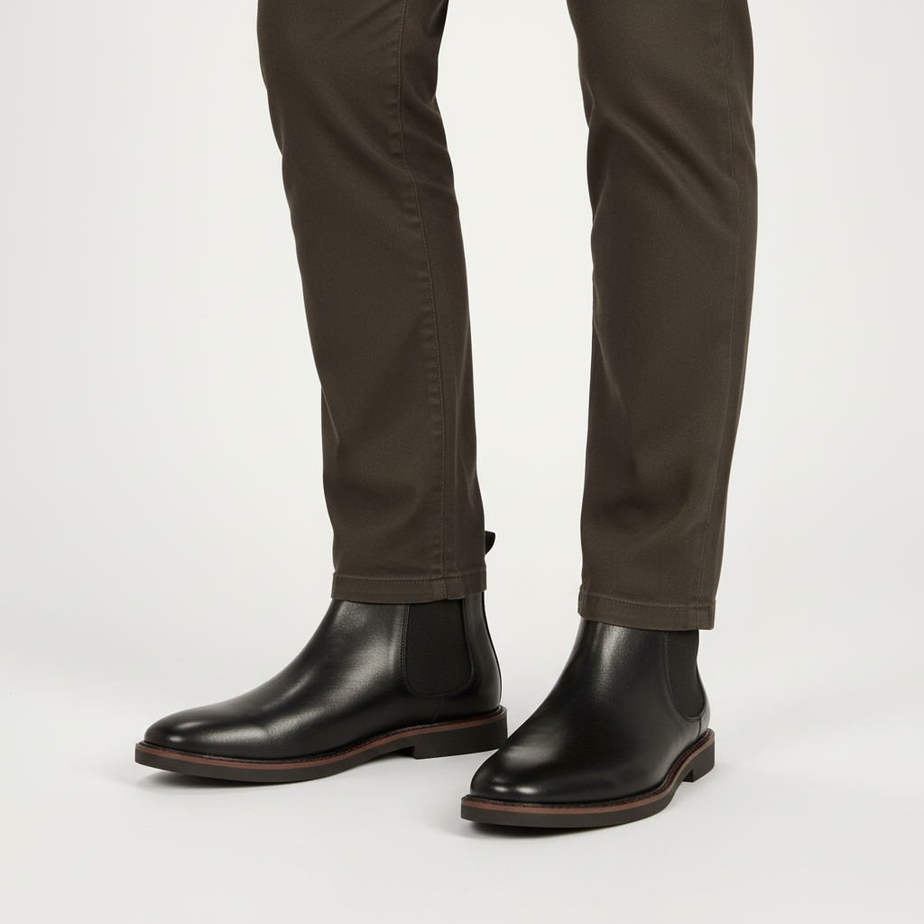Men's Chelsea boots with rounded toe and elastic side panels