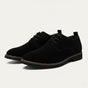 Men's lace-up derby shoes with rounded toes, low heels and stitched panel detailing