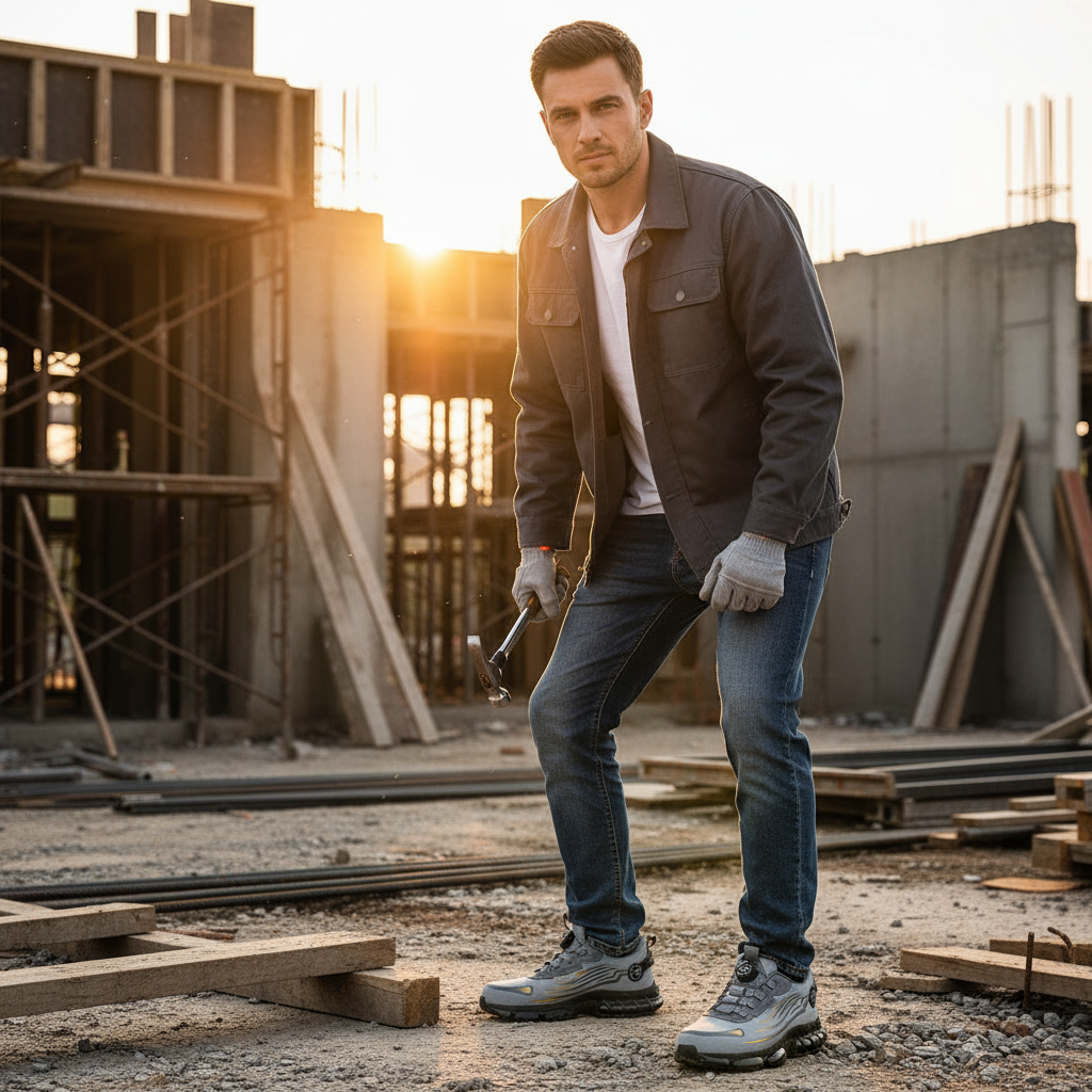 Men's protective lace-up work shoes