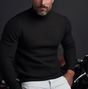 Men's plain fitted roll neck jumper with long sleeves