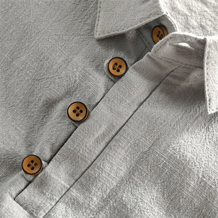 Men's Cotton Linen Polo Shirt, Breathable Short Sleeve Summer Polo with Casual Relaxed Fit