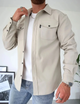 Men's long-sleeve utility shacket with shirt collar and buttoned chest pockets