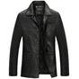 Men's long-sleeved button-front jacket with notched collar and quilted lining