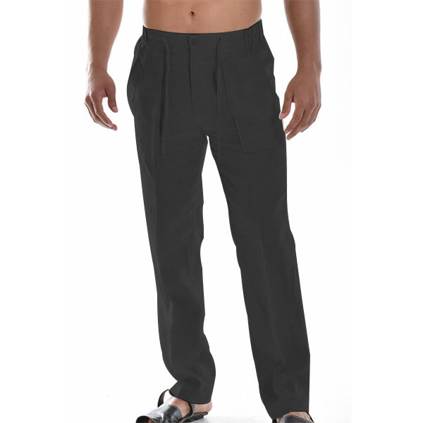 Men's Straight Leg Trousers, Lightweight Pleated Smart Casual Summer Trousers