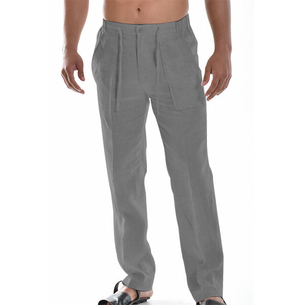 Men's Straight Leg Trousers, Lightweight Pleated Smart Casual Summer Trousers