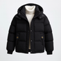 Quilted hooded puffer jacket with ribbed cuffs and front pockets