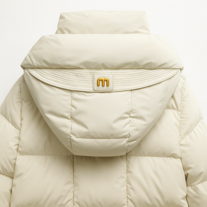 Quilted hooded puffer jacket with ribbed cuffs and front pockets
