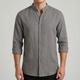 Men's Mandarin Collar Shirt, Long Sleeve Button-Up Casual Shirt with Roll-Up Sleeves, Relaxed Fit