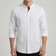 Men's Mandarin Collar Shirt, Long Sleeve Button-Up Casual Shirt with Roll-Up Sleeves, Relaxed Fit