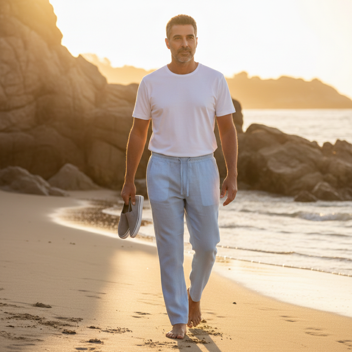 Men's Drawstring Trousers, Straight Leg, Elasticated Waist