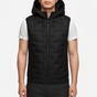 Men's hooded quilted puffer vest with full zip and front pockets