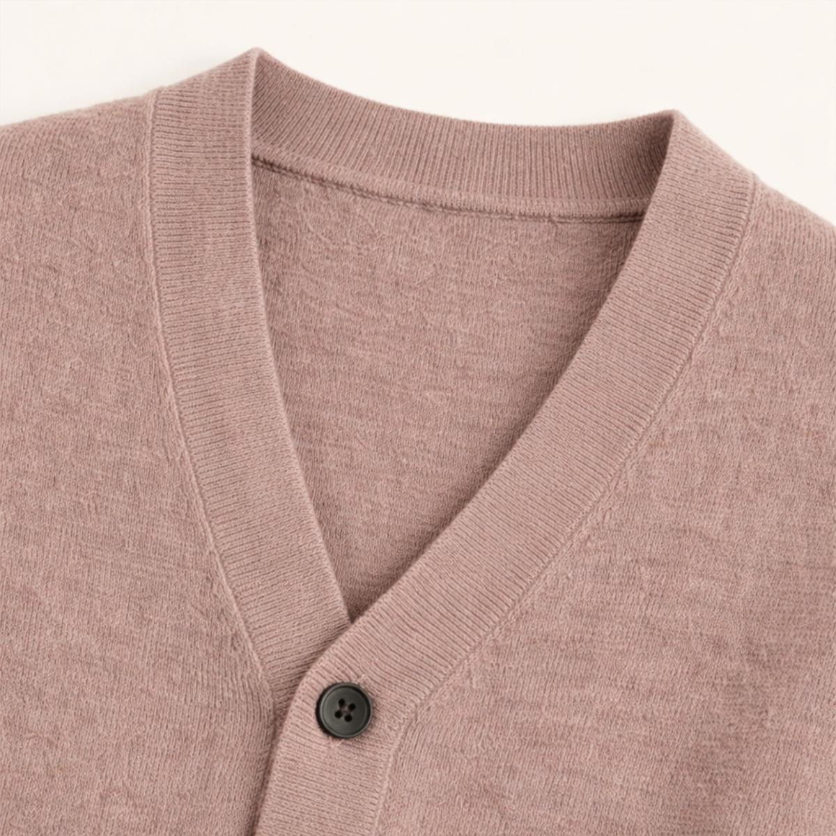Men's V-neck button cardigan with long sleeves and patch pockets