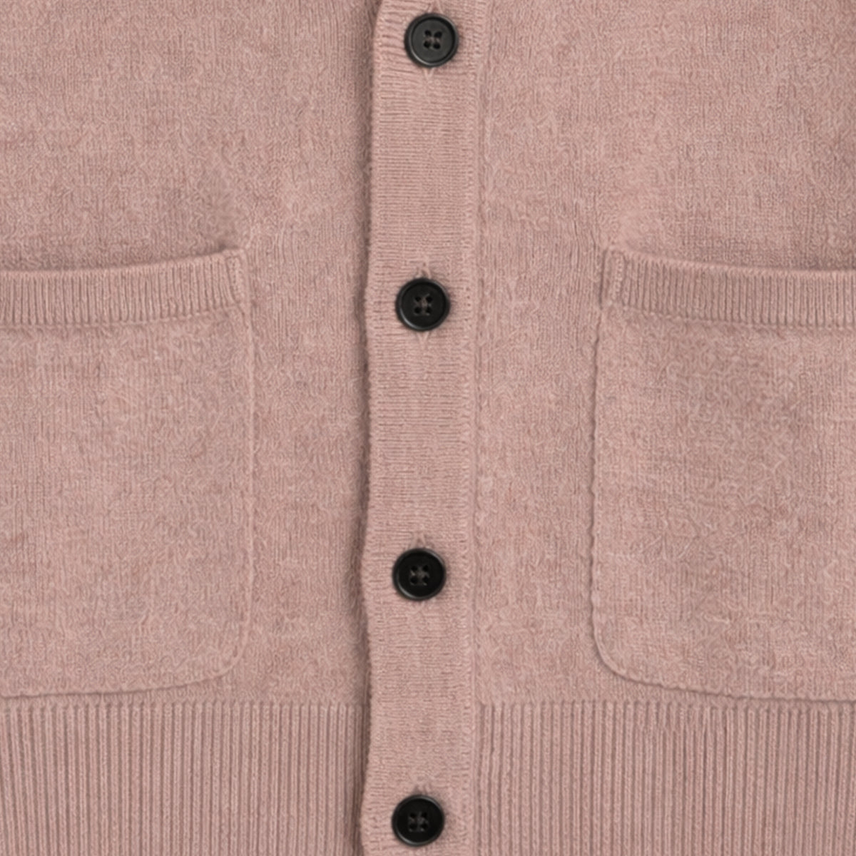 Men's V-neck button cardigan with long sleeves and patch pockets