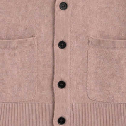 Men's V-neck button cardigan with long sleeves and patch pockets
