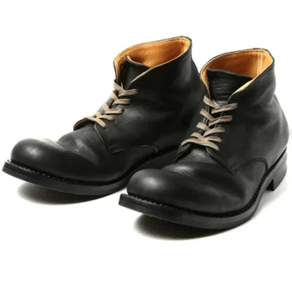 Men's lace-up ankle boots with round toes and low heels