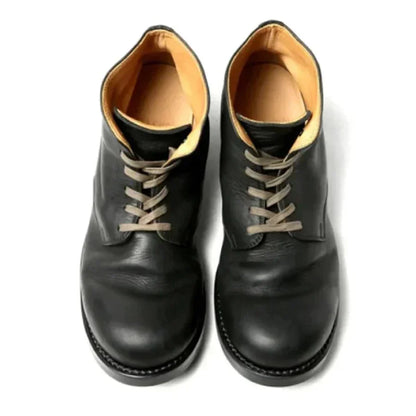 Men's lace-up ankle boots with round toes and low heels