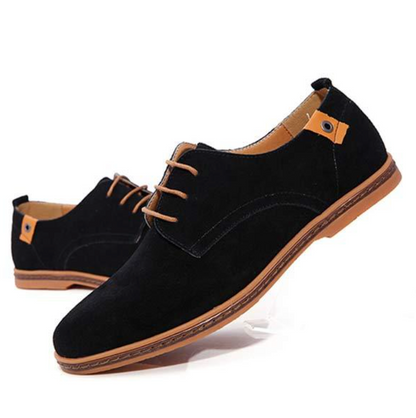 Men's textured lace-up derby shoe with low heel