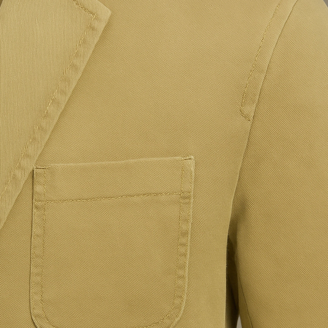 Men's blazer style jacket with notched lapels, long sleeves and patch pockets