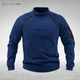 Unisex long sleeve fleece pullover with high collar and sleeve zip pocket
