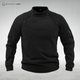 Unisex long sleeve fleece pullover with high collar and sleeve zip pocket