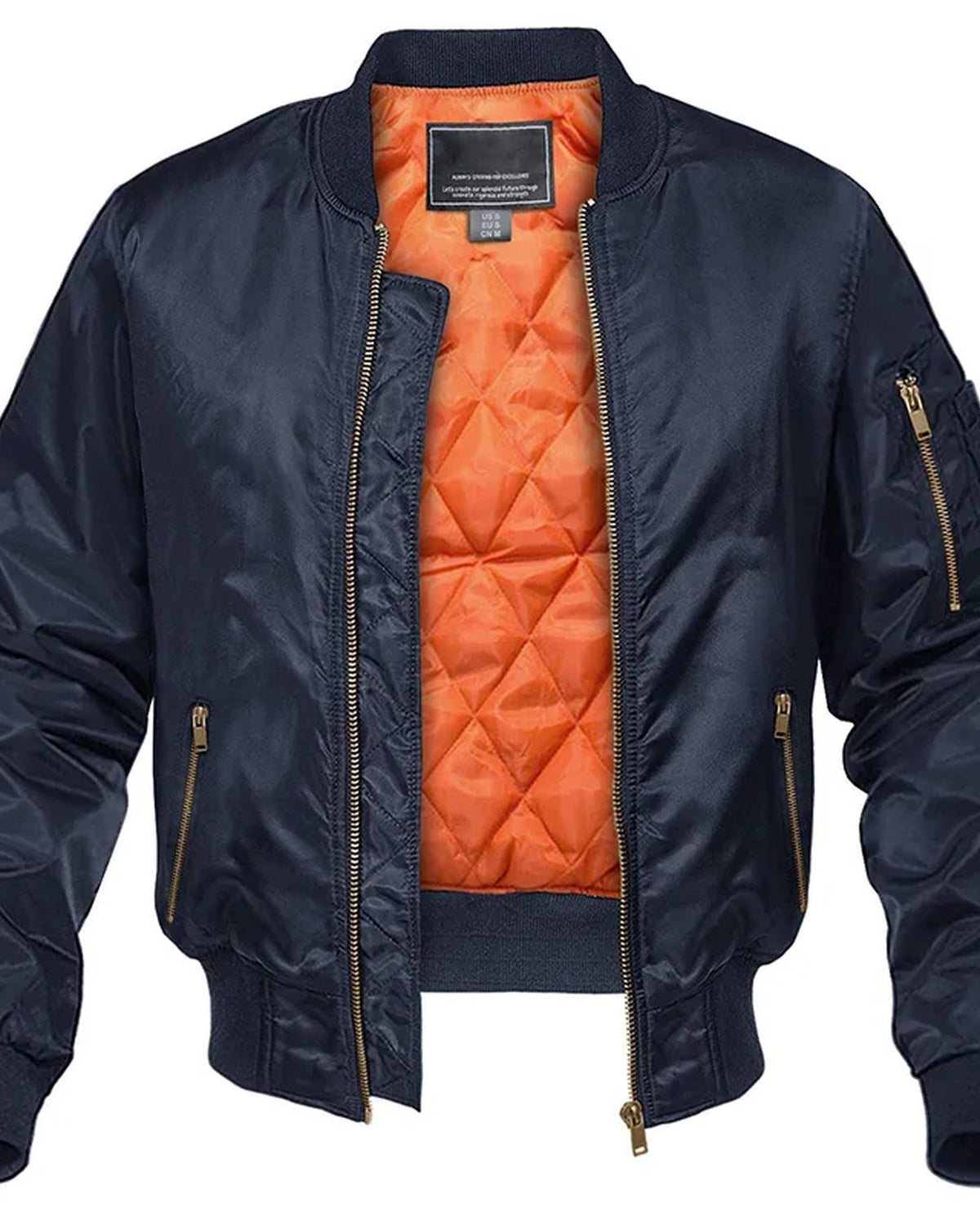 Men's bomber jacket with mock neck, front zip and multiple zipped pockets