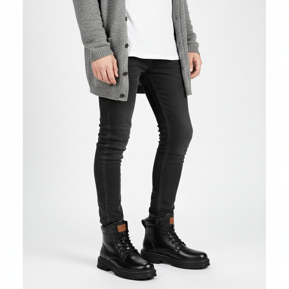 Men's lace-up ankle boots with rugged sole