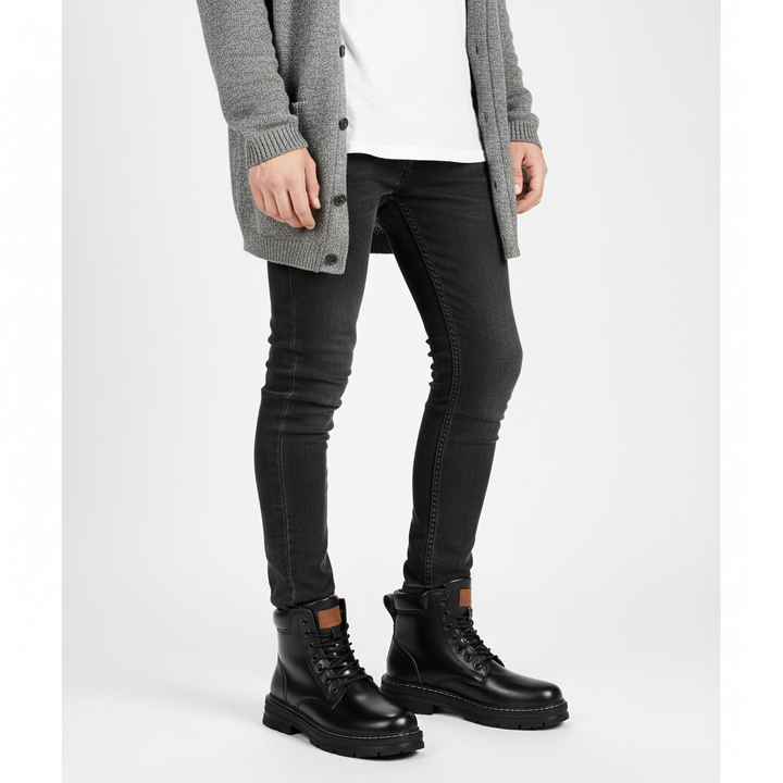 Men's lace-up ankle boots with rugged sole