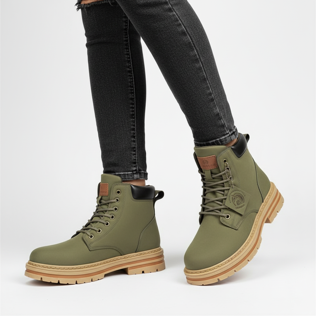 Men's lace-up ankle boots with rugged sole