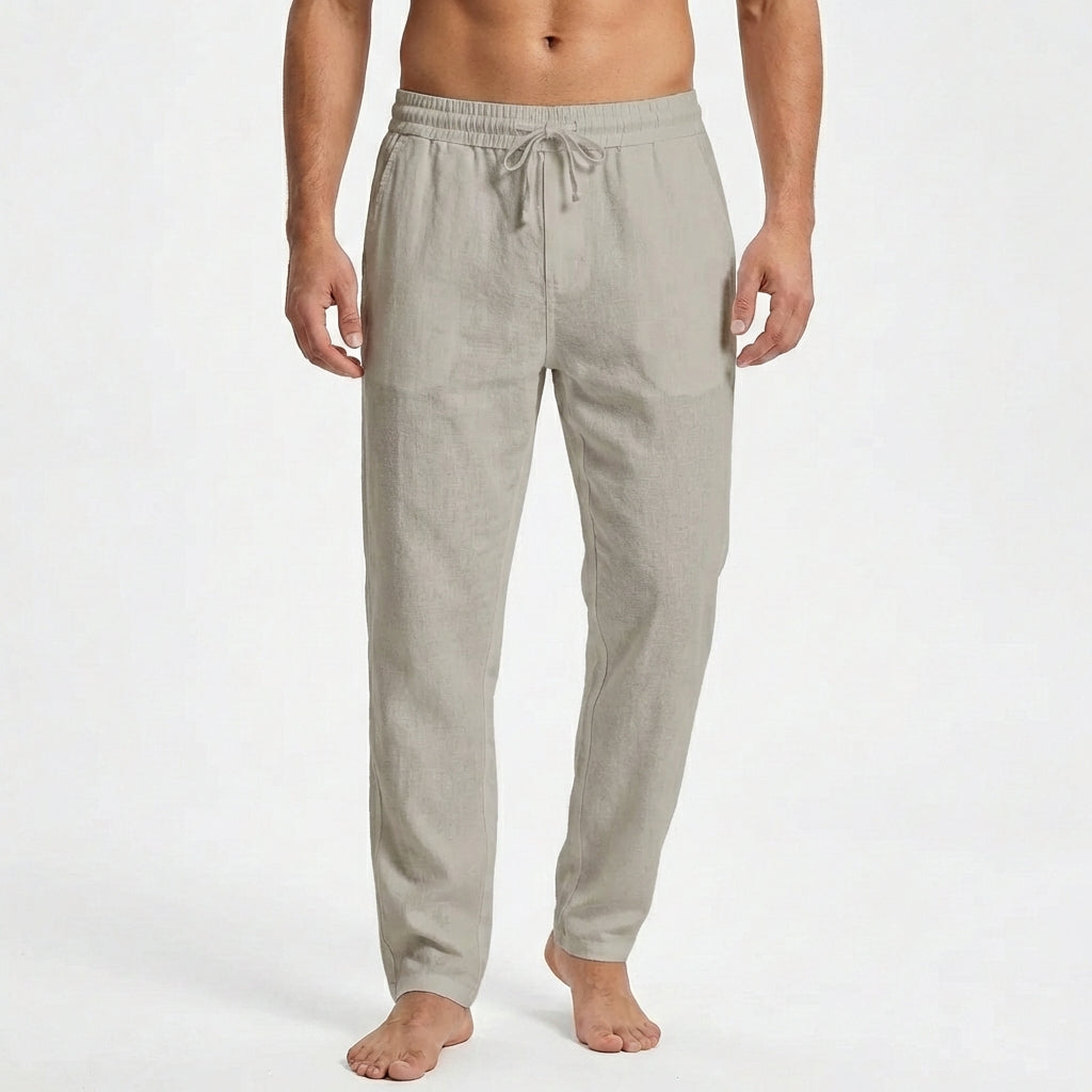 Men's Straight Leg Trousers, Drawstring Waist Lightweight Relaxed Casual Summer Trousers