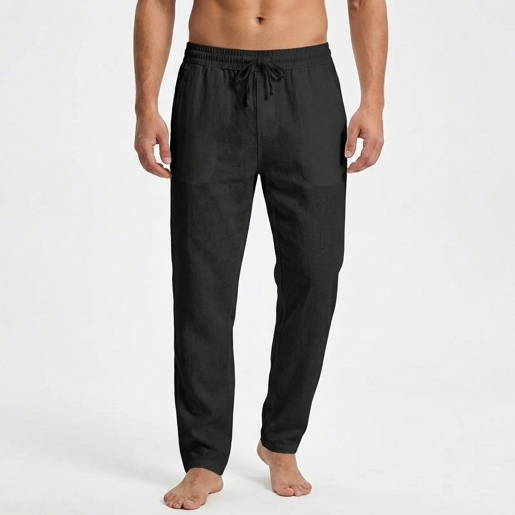Men's Straight Leg Trousers, Drawstring Waist Lightweight Relaxed Casual Summer Trousers