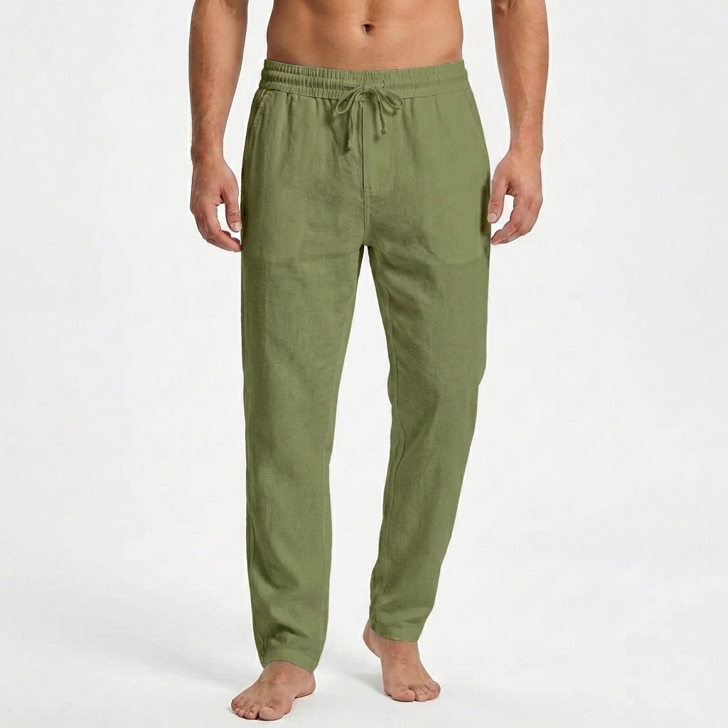 Men's Straight Leg Trousers, Drawstring Waist Lightweight Relaxed Casual Summer Trousers