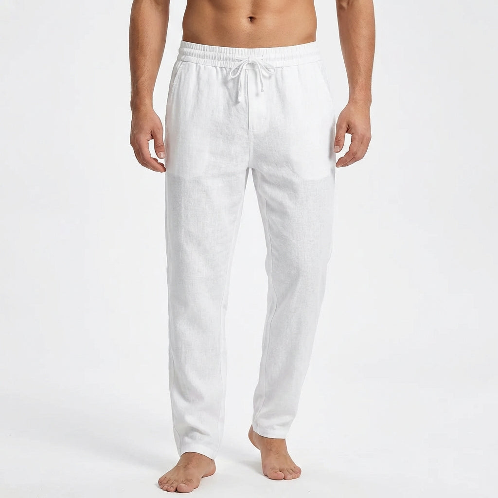 Men's Straight Leg Trousers, Drawstring Waist Lightweight Relaxed Casual Summer Trousers