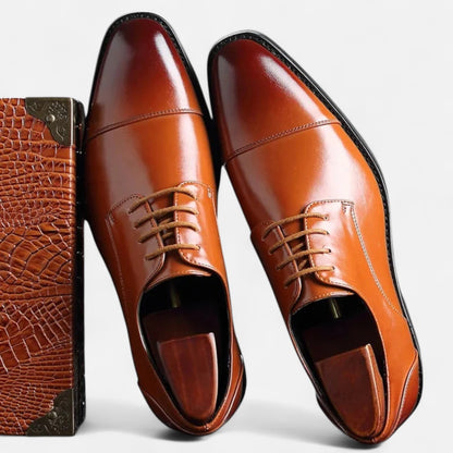 Men's Leather Oxford Shoes, Cap Toe, Polished Finish