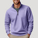 Men's quarter-zip sweatshirt with stand collar and ribbed trims