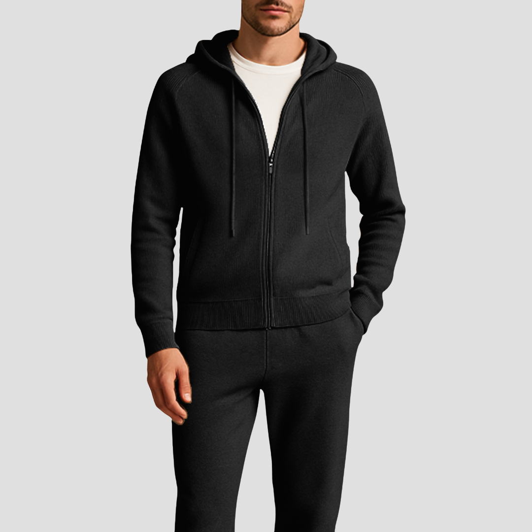 Men's Wool Loungewear Set, Zip Hoodie and Joggers