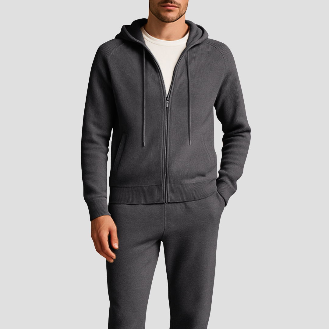 Men's Wool Loungewear Set, Zip Hoodie and Joggers