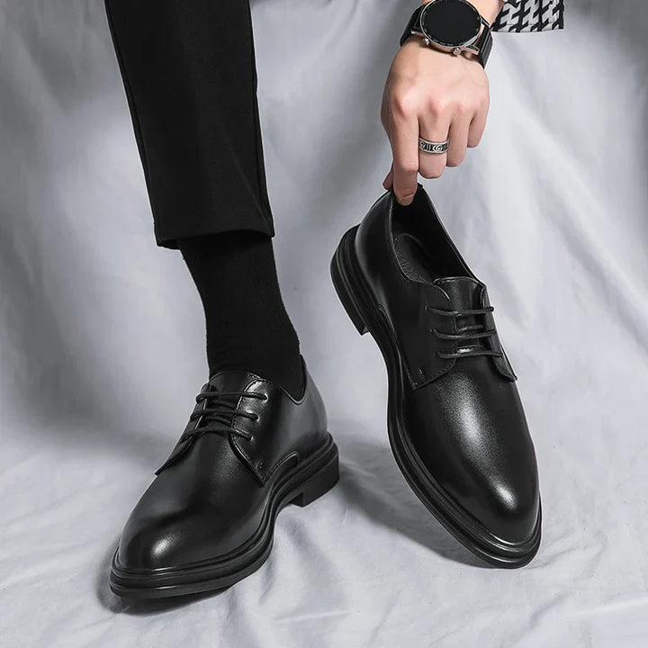 Men's High-Gloss Derby Dress Shoes, Lace-Up Formal Shoes for Weddings & Black-Tie Events