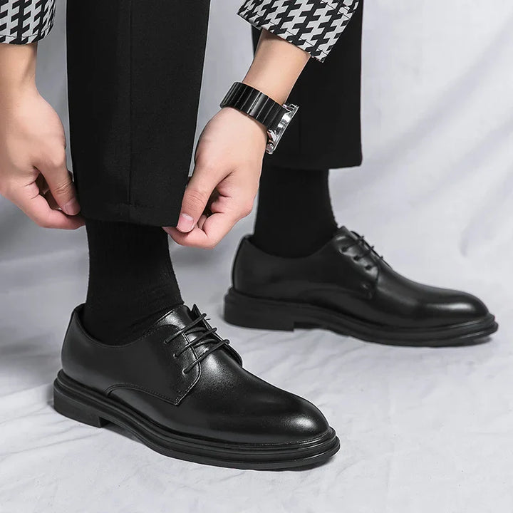 Men's High-Gloss Derby Dress Shoes, Lace-Up Formal Shoes for Weddings & Black-Tie Events