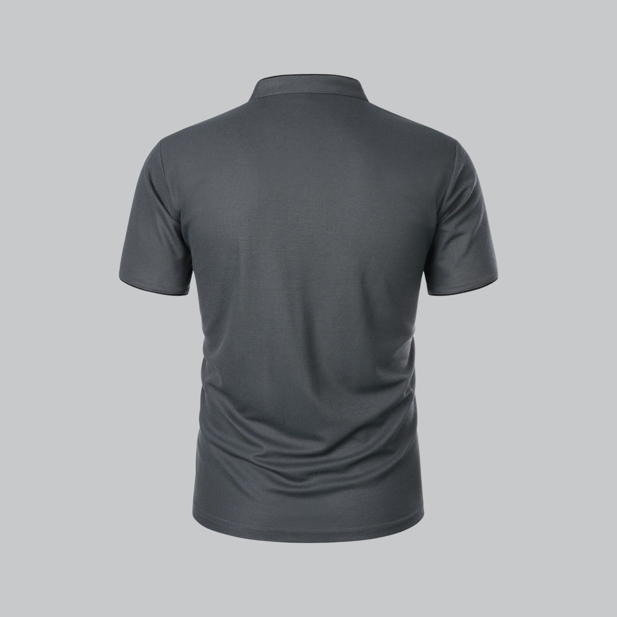 Men's Short Sleeve Collarless Polo Shirt, Tailored Fit Casual Smart Polo Top