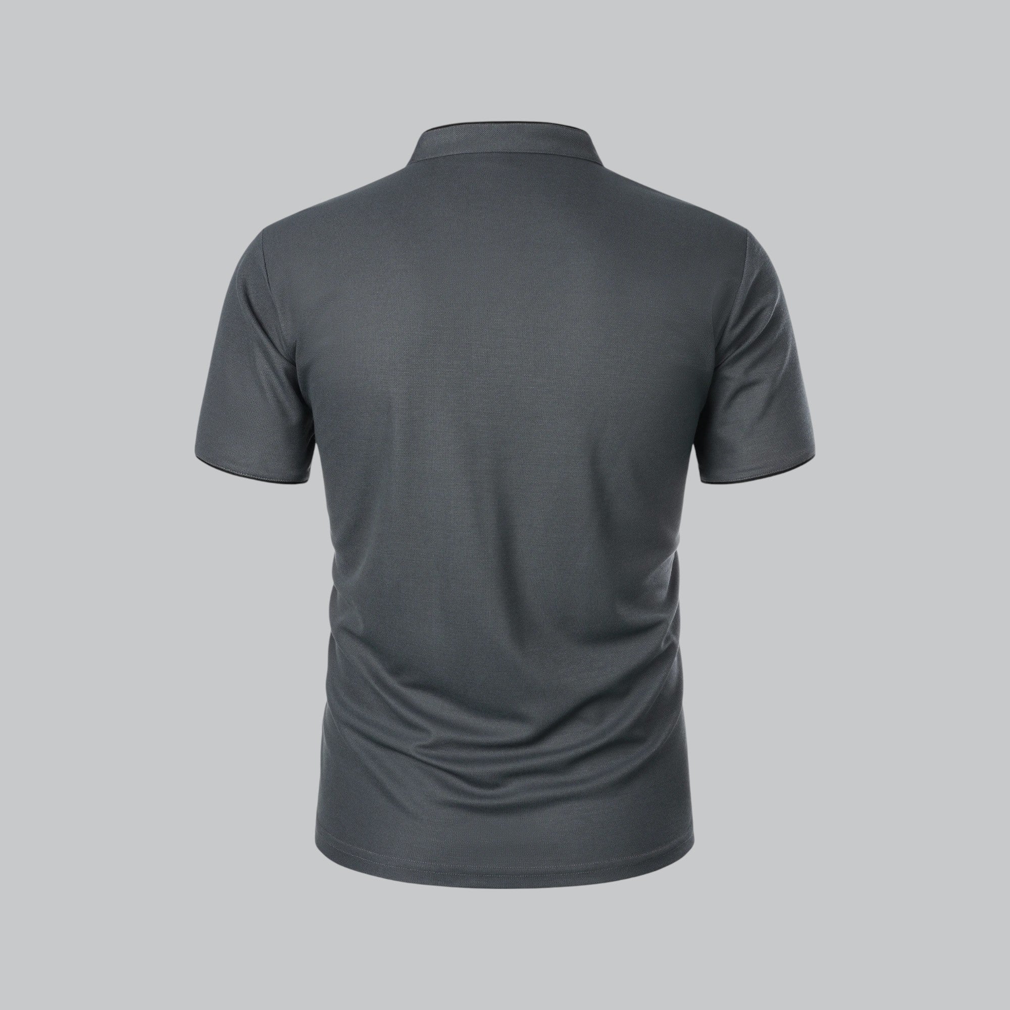 Men's Short Sleeve Collarless Polo Shirt, Tailored Fit Casual Smart Polo Top