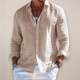 Men's light gray long sleeve button-up shirt, relaxed fit