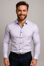 Men's Tailored Shirt, Slim Fit Lightweight Button-Up Shirt for Office & Smart Casual Wear