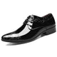 Men's Black Patent Derby Shoes, Embossed Detail Lace-Up Formal Dress Shoes for Black Tie