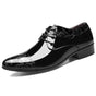 Men's Black Patent Derby Shoes, Embossed Detail Lace-Up Formal Dress Shoes for Black Tie